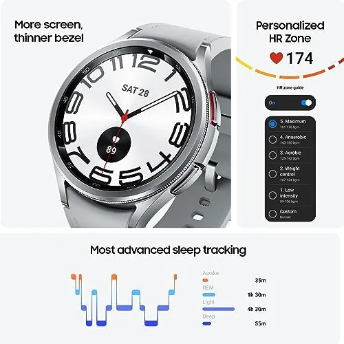 Close up of the rotating bezel and sapphire glass display on the Galaxy Watch 6 Classic