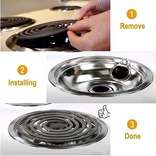 Kitchen cooktop restored to a bright finish with the new chrome burner covers