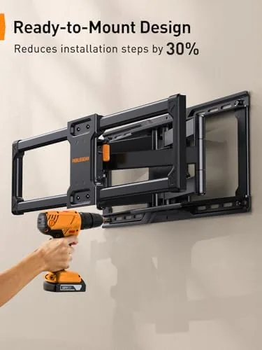 The television swiveled to the side on the extended Perlegear arm