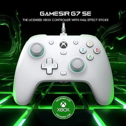Close up of the right Hall effect joystick and the ABXY buttons on the G7 SE