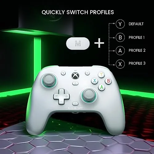 The G7 SE next to an official Xbox controller and a budget wired pad for comparison