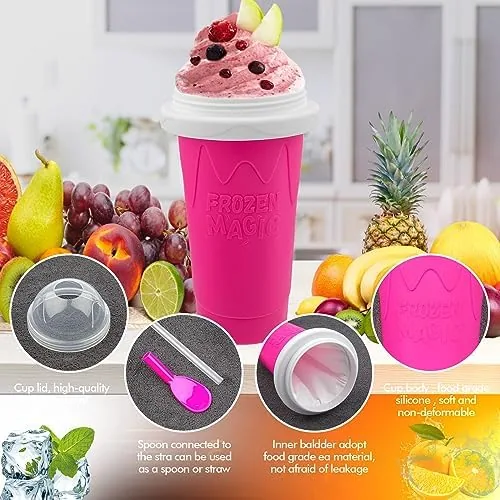 Close look at the Slushie Maker Cup, Magic Quick Frozen Smoothies Cups for Homemade build quality