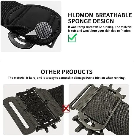 The rotatable phone armband beside a fixed pocket armband and a waist pouch