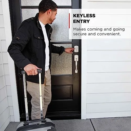 The keypad illuminated during entry on the satin nickel Powerbolt 250