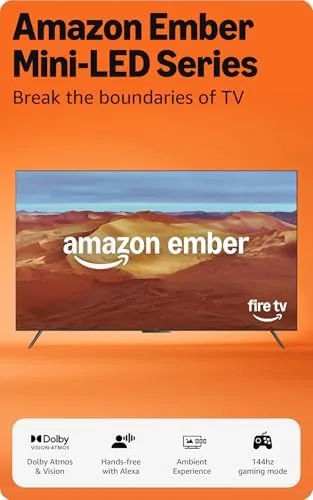 Amazon Ember 55 Mini-LED television standing in a modern living room