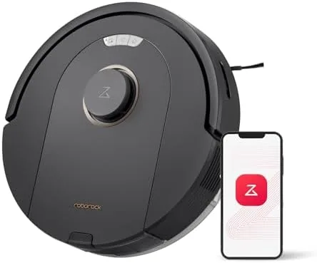 Front view of the Roborock Q5 Pro robot vacuum on a hard floor