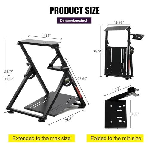 The GTPLAYER wheel stand folded flat and leaning against a wall