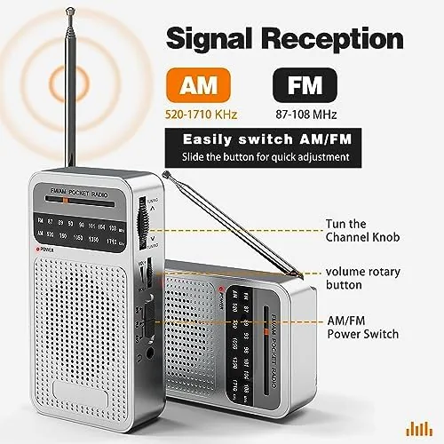 Close look at the Goodes Portable Radio AM FM, Transistor Radio with Best Reception build quality