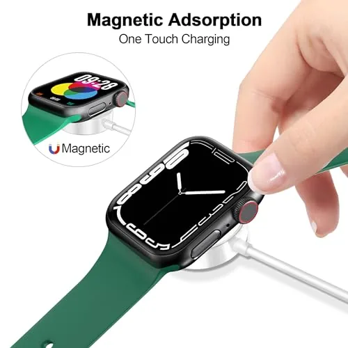 Apple Watch Series 9 charging on the magnetic cable at a desk