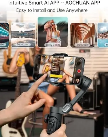 Another view of the AOCHUAN Smart XE 3-Axis Phone Gimbal Stabilizer for iPhone |