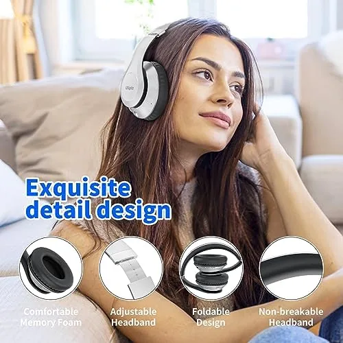 The Uliptz Bluetooth Headphones Over Ear, Wireless HiFi Stereo Foldable Headset in real use