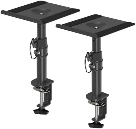 Overview of the suptek Clamp-on Speaker Stand Desk Mount Set, Height Adjustment, Tilt