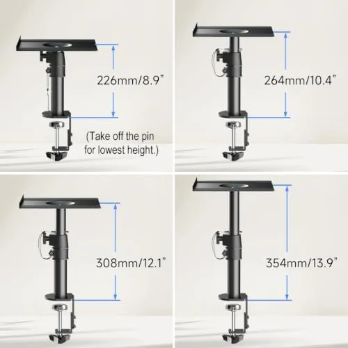 Another view of the suptek Clamp-on Speaker Stand Desk Mount Set, Height Adjustment, Tilt
