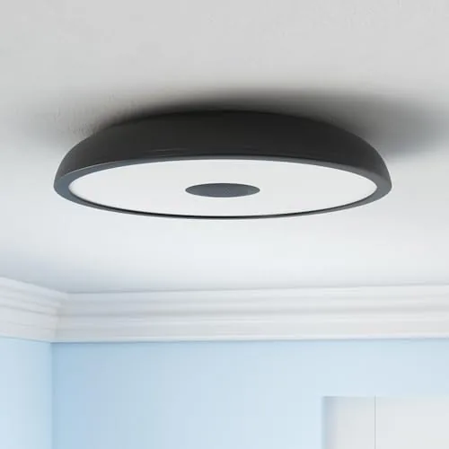 Close look at the Black Smart Waterproof LED Flush Mount Ceiling Light Fixture,18W,with Bluetooth build quality