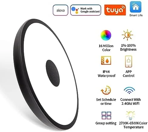 Testing the Black Smart Waterproof LED Flush Mount Ceiling Light Fixture,18W,with Bluetooth over two weeks