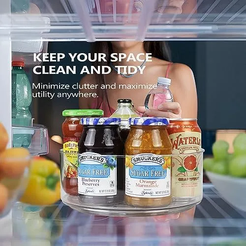 Jars and condiments arranged on one of the rotating turntables