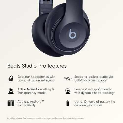 Close look at the Beats Studio Pro Premium Wireless Over-Ear Headphones- Up to 40-Hour build quality