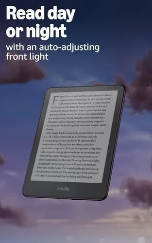 The Kindle Signature charging on a wireless Qi charging pad