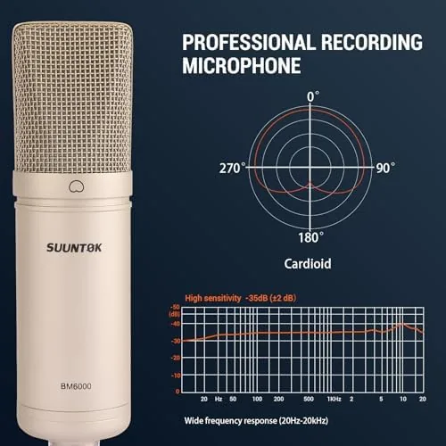 The Condenser Microphone XLR, Large Diaphgram Professional Recording Cardioid Microphone Kit in real use