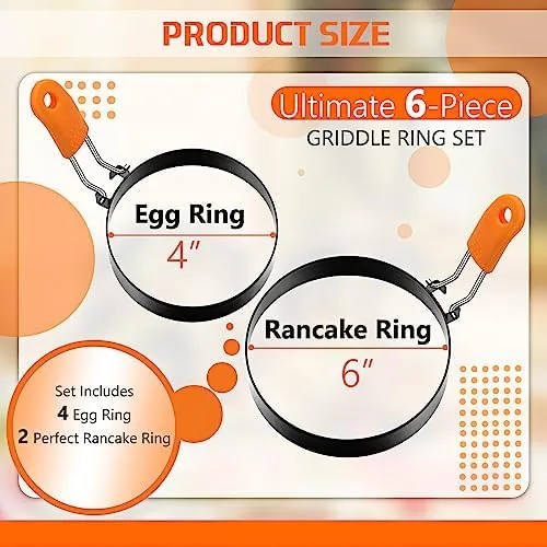 Close up of one 4-inch ring and one 6-inch ring showing the steel body and silicone grip