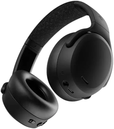Front view of the Skullcandy Crusher ANC 2 over-ear wireless headphones in true black