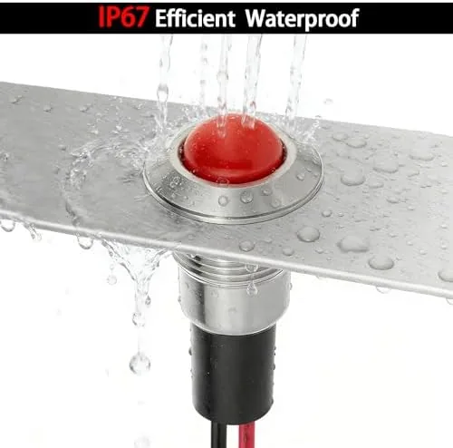 Another view of the UL Listed Mini Indicator Light 8mm 0.31" Waterproof Domed Metal