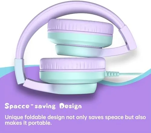 The gradient purple headphones resting beside a tablet