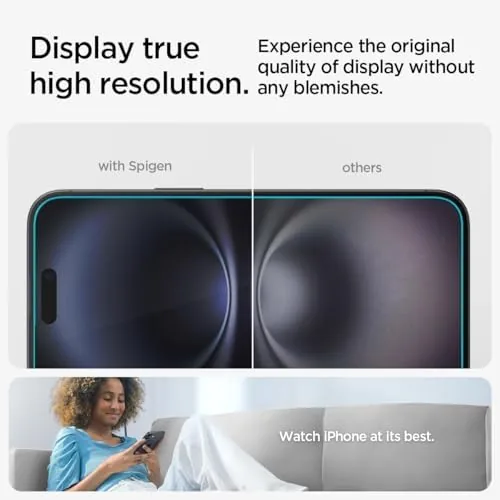 Another view of the Spigen GlasTR EZ FIT Screen Protector for iPhone 16 Plus/15