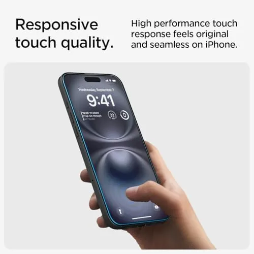The Spigen GlasTR EZ FIT Screen Protector for iPhone 16 Plus/15 compared in context