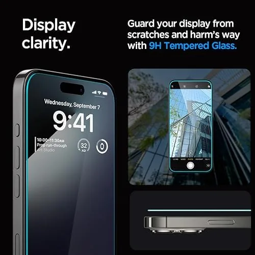 The Spigen GlasTR EZ FIT Tempered Glass Screen Protector for iPhone in real use