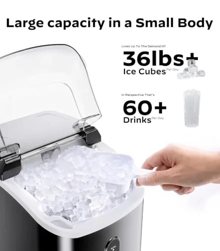 A glass of cold soda filled with chewable pellet ice from the machine