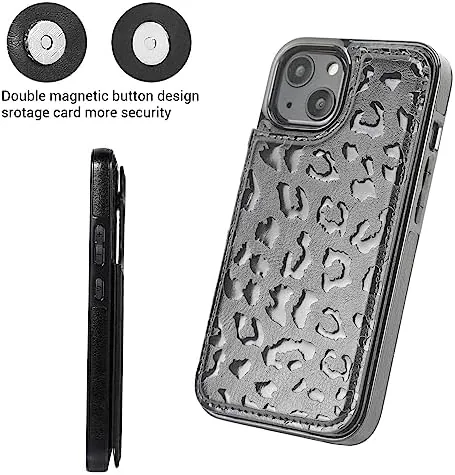 The uCOLOR for iPhone 13/14 Wallet Case with Card Holder Black in real use
