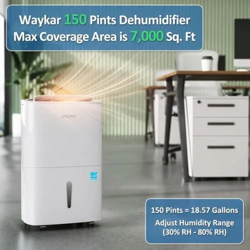 Close look at the Waykar 150 Pints 2025 Energy Star Dehumidifier for Home up build quality