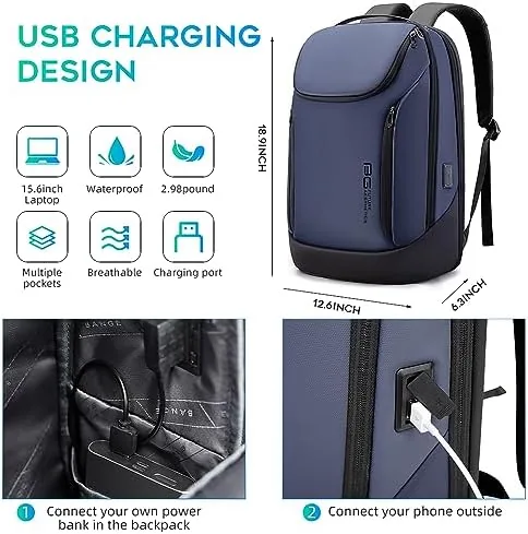 Another view of the BANGE Business Smart Backpack Waterproof fit 15.6 Inch Laptop Backpack