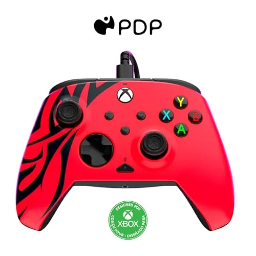 PDP Rematch Spirit Red controller on a desk beside an Xbox