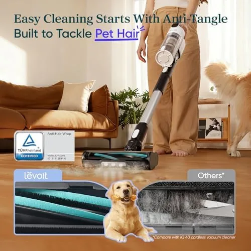 Close look at the Levoit Cordless Vacuum Cleaner, Anti-Tangle for Pet Hair, Up to build quality