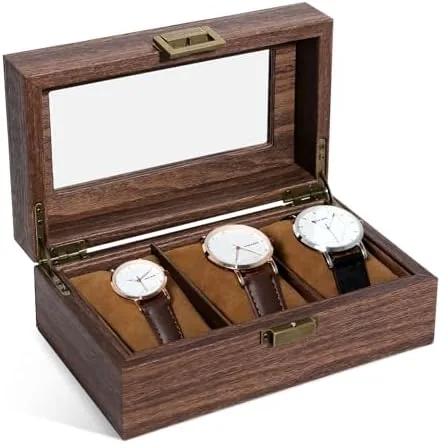 Overview of the Uten Watch Box 3 Slots, PU Leather, Glass Lid, Gifts