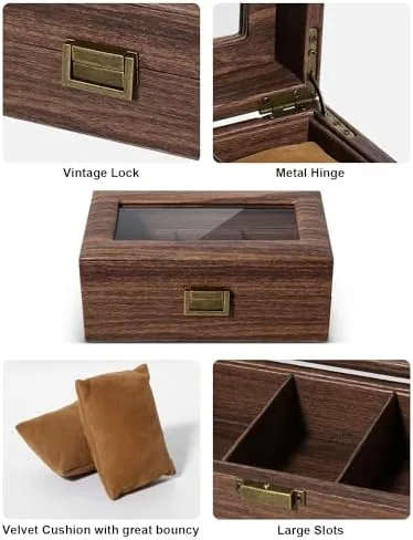 Another view of the Uten Watch Box 3 Slots, PU Leather, Glass Lid, Gifts