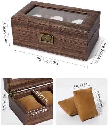 The Uten Watch Box 3 Slots, PU Leather, Glass Lid, Gifts compared in context