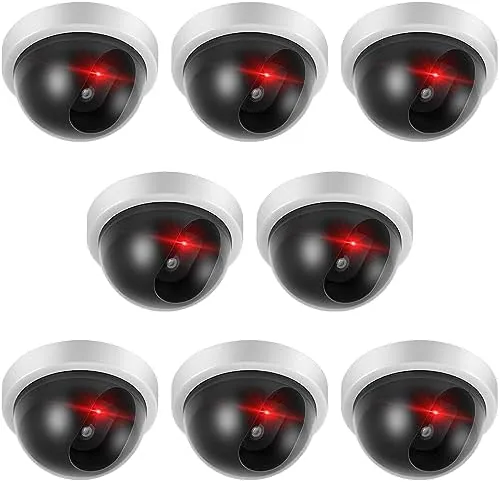 8 Pack Fake Security Cameras, Dummy CCTV Dome with Flashing Red LED,White | Dummy Review: Tested and Rated
