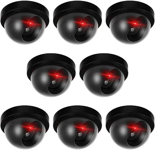 Testing the 8 Pack Fake Security Cameras, Dummy CCTV Dome with Flashing over two weeks