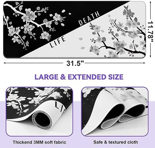 Close look at the DIGSOM Mouse Pad Black and White Cherry Blossom Pattern, 31.5 build quality