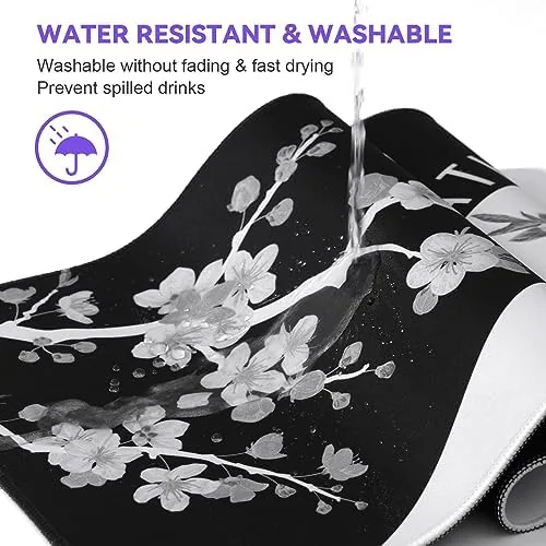 Another view of the DIGSOM Mouse Pad Black and White Cherry Blossom Pattern, 31.5