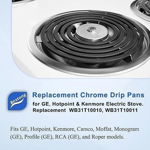 Close up of the chrome finish and raised rim on an eight inch drip pan