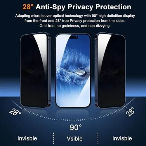 Close look at the QHOHQ 3 Pack Privacy Screen Protector for iPhone 15 Pro build quality