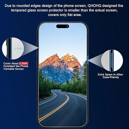 The QHOHQ 3 Pack Privacy Screen Protector for iPhone 15 Pro in real use