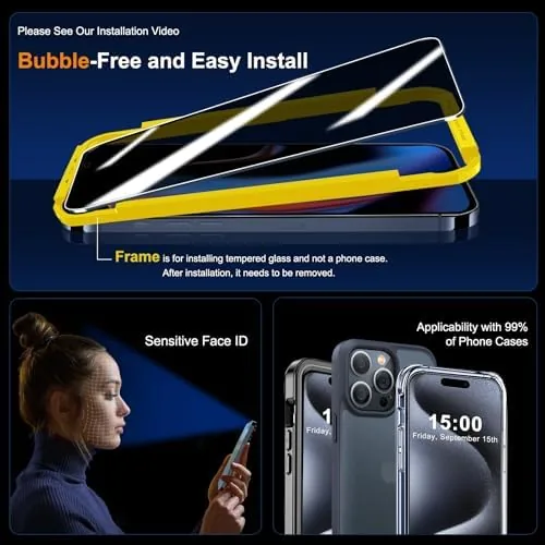 The QHOHQ 3 Pack Privacy Screen Protector for iPhone 15 Pro compared in context