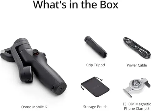 The DJI Osmo Mobile 6 unboxing with the gimbal, rod and cable