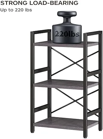 The Homeiju Bookshelf, 3 Tier Industrial Bookcase, Metal Small Bookcase, Rustic compared in context