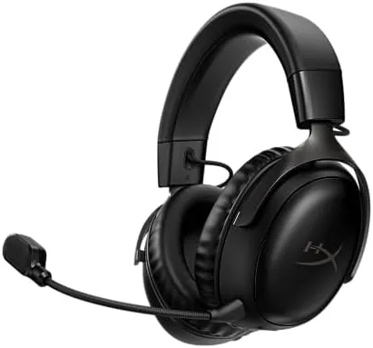 Front view of the HyperX Cloud III Wireless headset in black